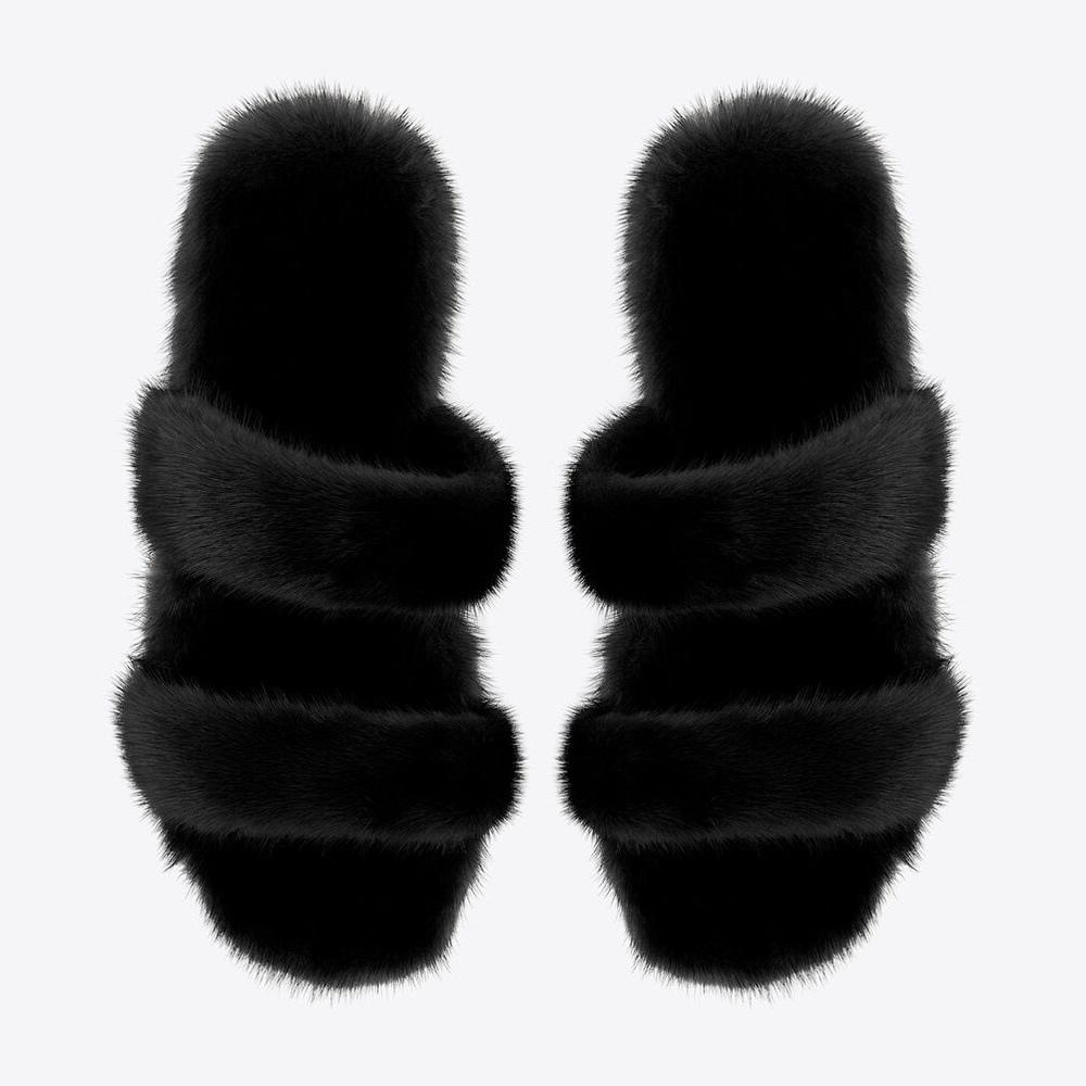 Saint Laurent Mink Slippers
